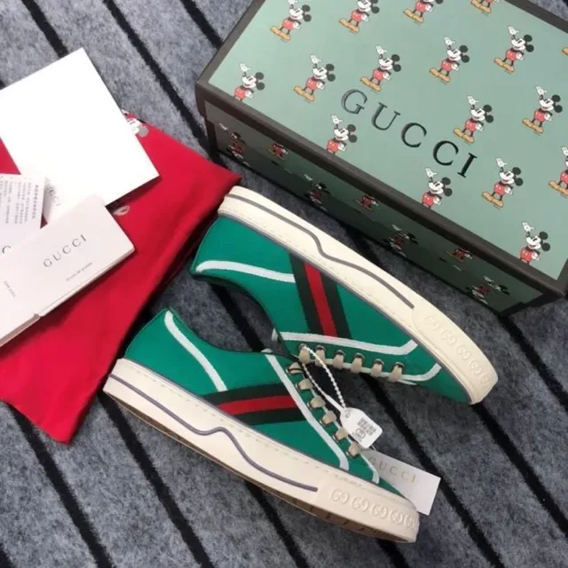 Gucci Ace Green Canvas Web Stripe Lifestyle Sneakers 2