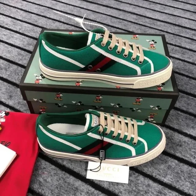 Gucci Ace Green Canvas Web Stripe Lifestyle Sneakers 3