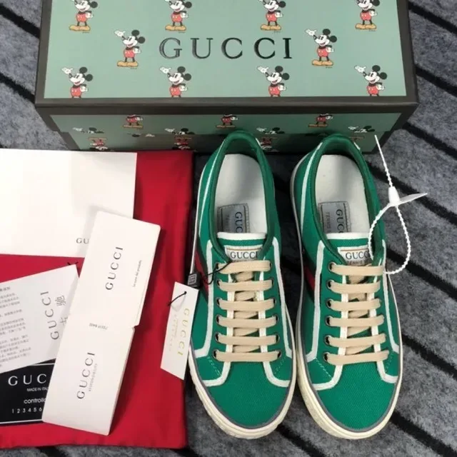 Gucci Ace Green Canvas Web Stripe Lifestyle Sneakers 5