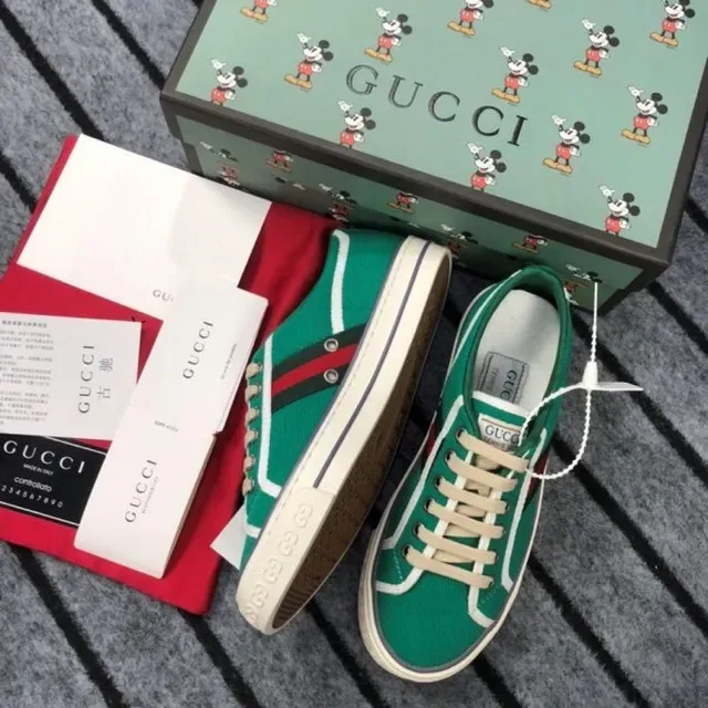 Gucci Ace Green Canvas Web Stripe Lifestyle Sneakers 7
