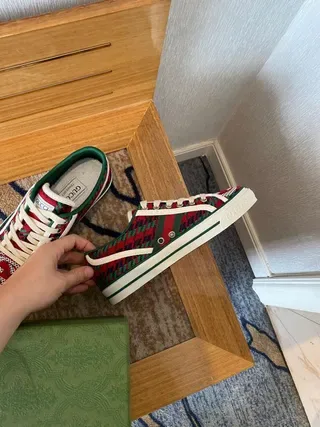 Gucci Ace Red Green Web Stripe Lifestyle Sneakers 7