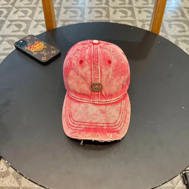 Gucci Acid-Wash Pink Denim Baseball Cap 2