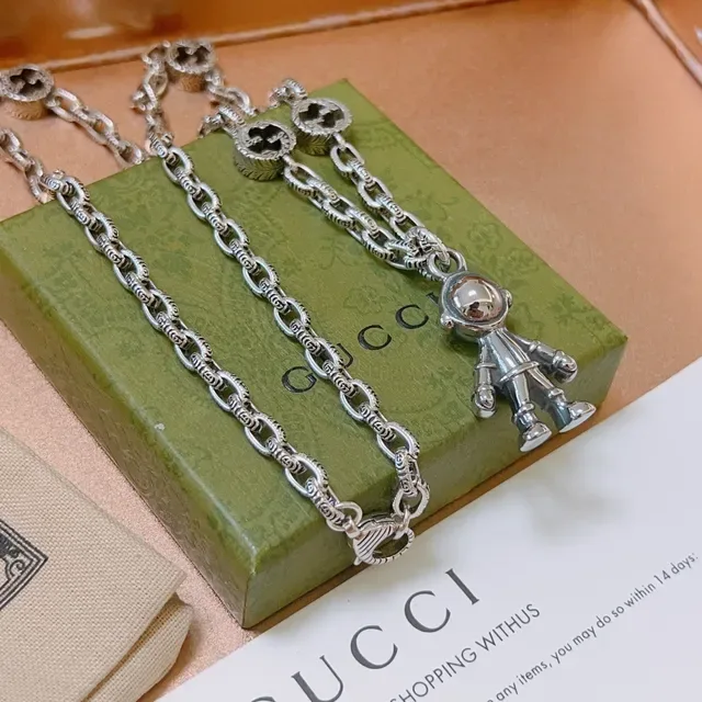 Gucci Astronaut Pendant Silver Chain Necklace 3
