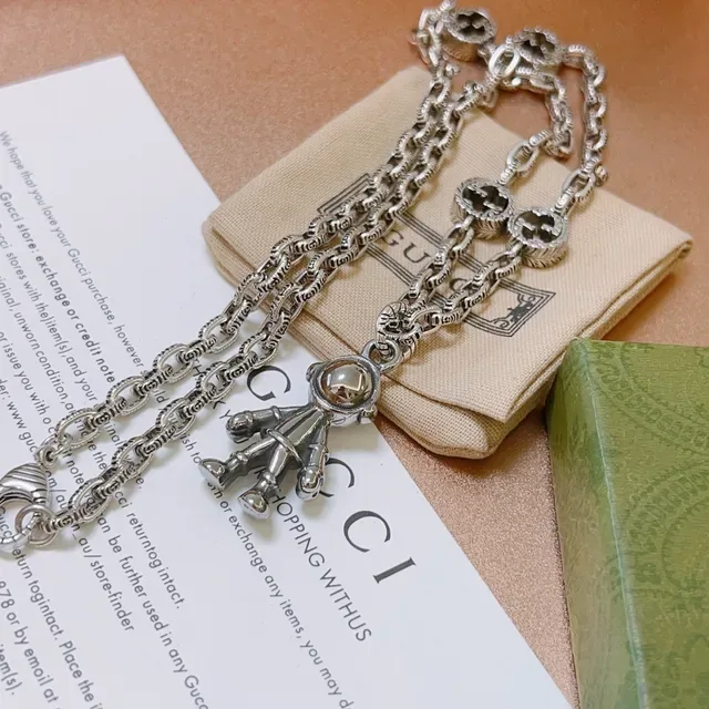 Gucci Astronaut Pendant Silver Chain Necklace 4