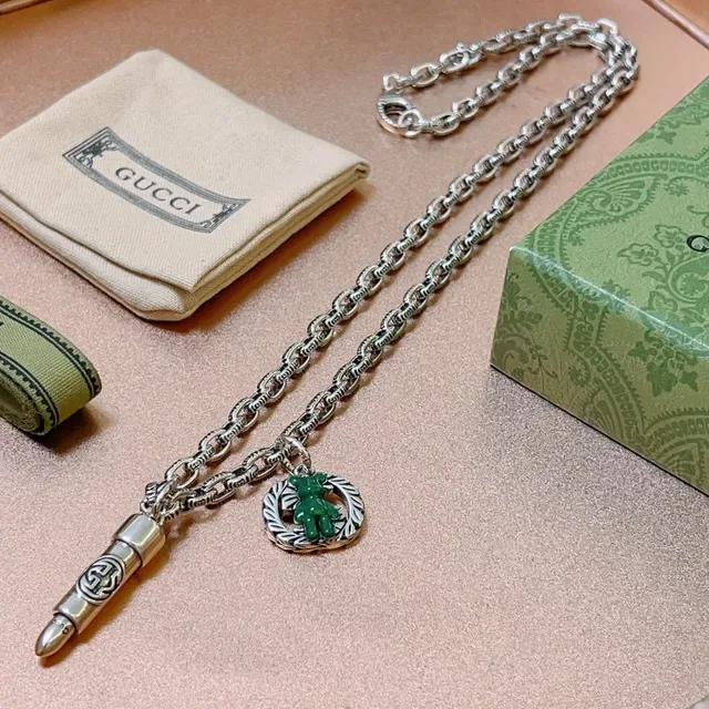 Gucci Bear and Plug Pendant Silver-Tone Chain Necklaces 3
