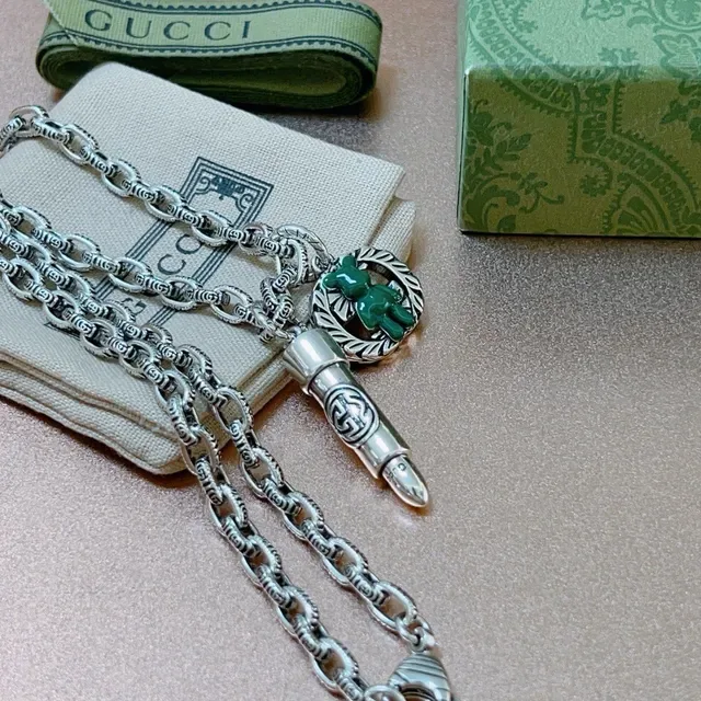 Gucci Bear and Plug Pendant Silver-Tone Chain Necklaces 6