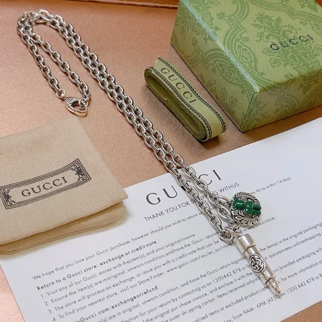 Gucci Bear and Plug Pendant Silver-Tone Chain Necklaces 7