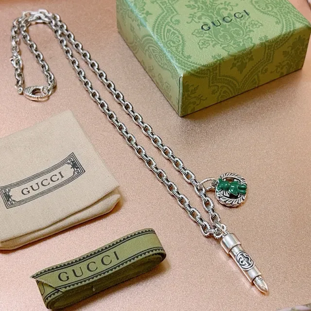 Gucci Bear and Plug Pendant Silver-Tone Chain Necklaces 9