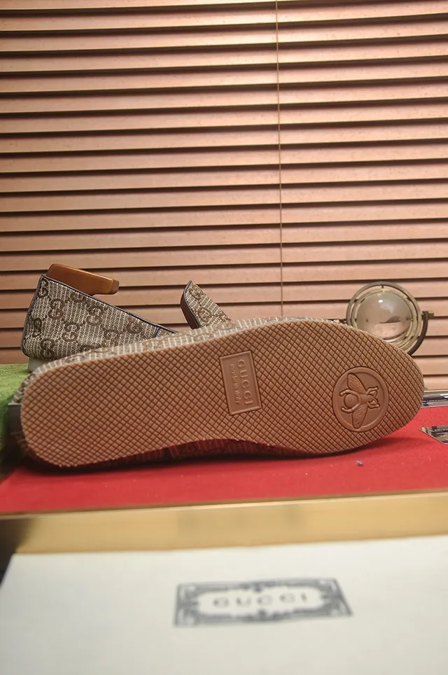 Gucci Beige Brown GG Jacquard Weave Slip-On Loafer 3