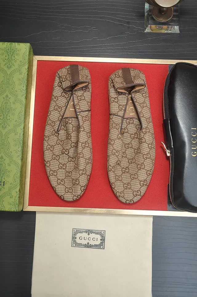 Gucci Beige Brown GG Jacquard Weave Slip-On Loafer 5