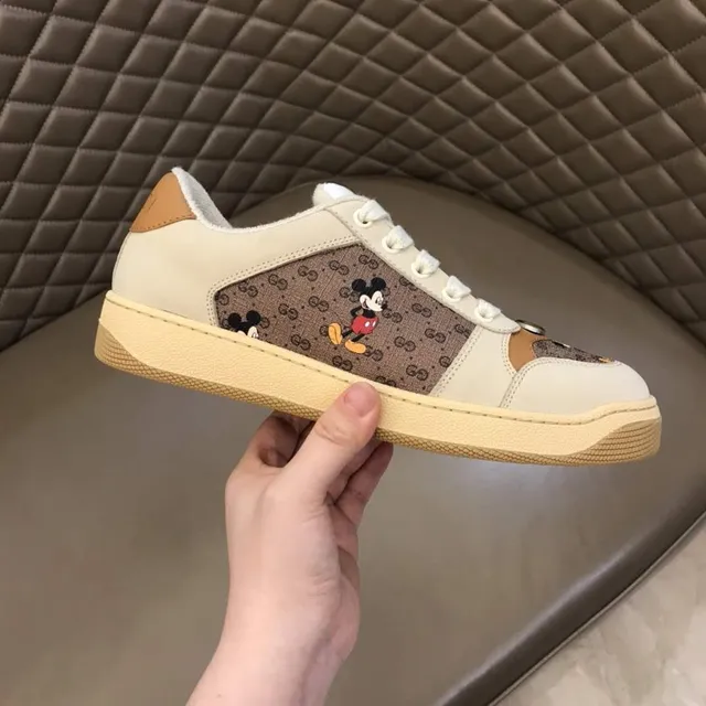 Gucci Beige Brown GG Monogram Canvas Mickey Mouse Appliqué Lifestyle Sneakers 5