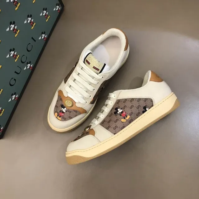 Gucci Beige Brown GG Monogram Canvas Mickey Mouse Appliqué Lifestyle Sneakers 9