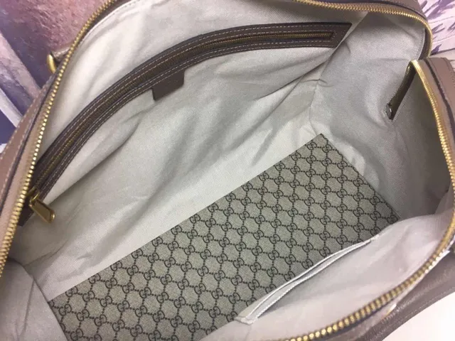 Gucci Beige Red GG Monogram Canvas Web Stripe Boston Bag 3