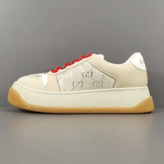 Gucci Beige Red Platform Sole GG Monogram Textile Lifestyle Sneakers