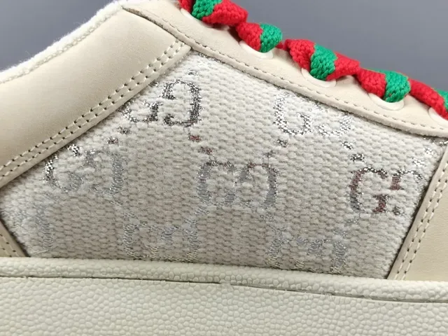 Gucci Beige Red Suela Plataforma GG Monogram Textil Lifestyle Sneakers 6