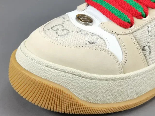 Gucci Beige Red Suela Plataforma GG Monogram Textil Lifestyle Sneakers 9