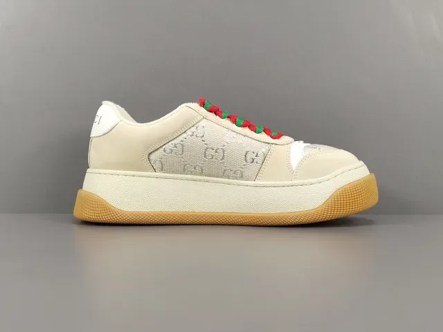 Gucci Beige Red Suela Plataforma GG Monogram Textil Lifestyle Sneakers 18