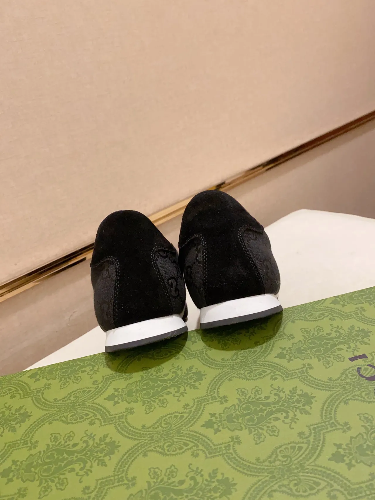 Gucci Black Beige Jacquard GG Upper Suede Toe Cap Lifestyle Sneakers 3