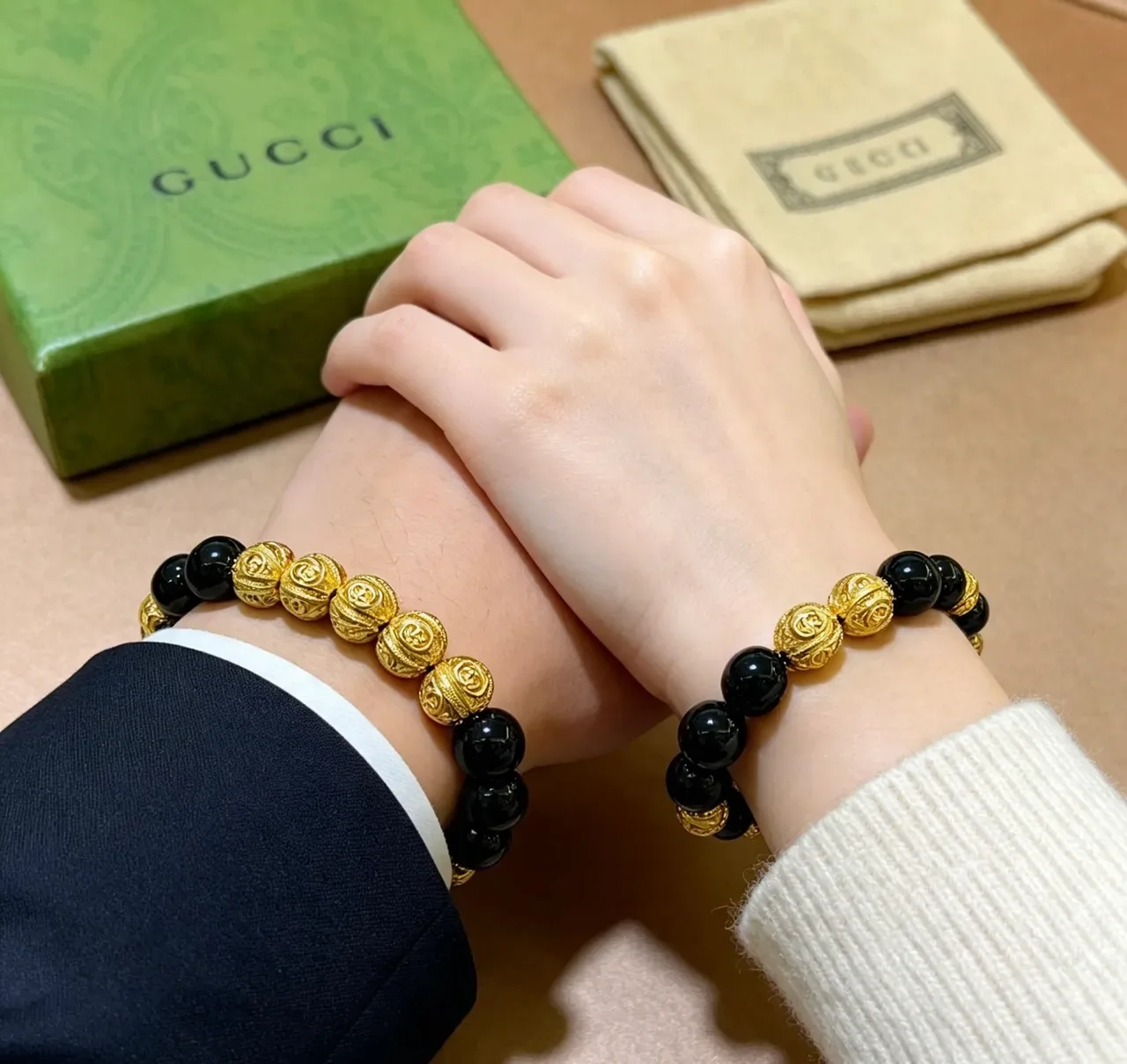 Gucci Black Gold Beaded Bracelet 3
