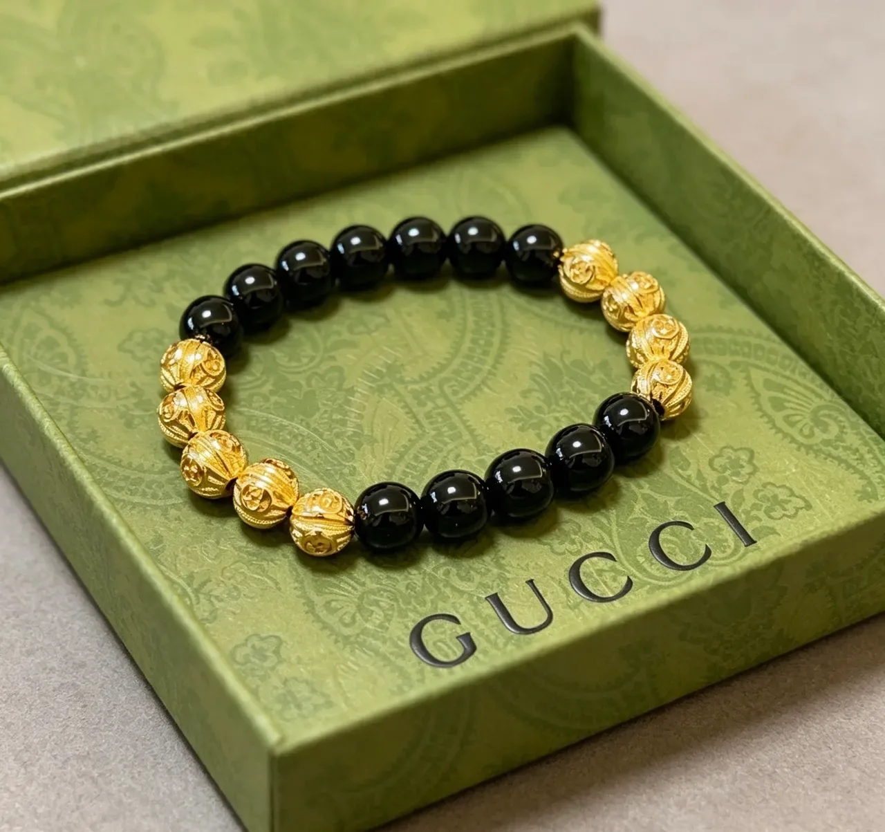 Gucci Black Gold Beaded Bracelet 4