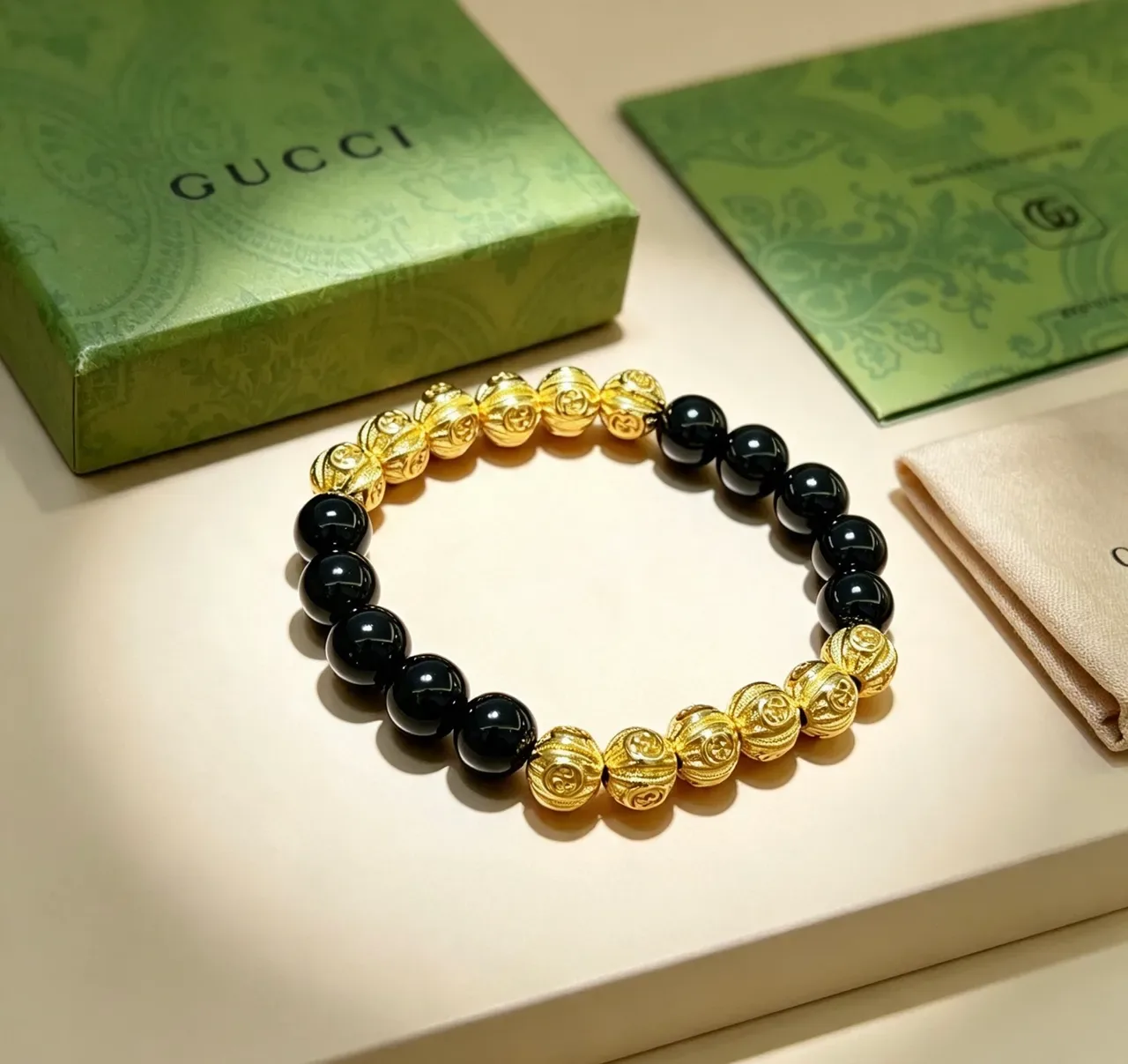 Gucci Black Gold Beaded Bracelet 6