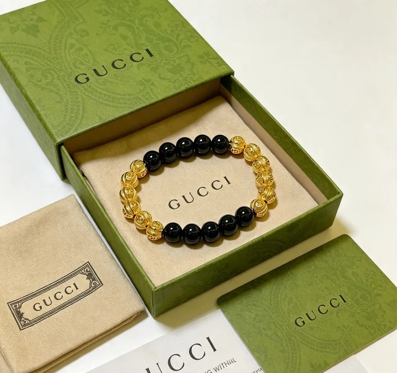 Gucci Black Gold Beaded Bracelet 7