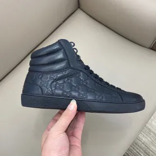 Gucci Black High-Top Monogram-Embossed Lifestyle Sneakers