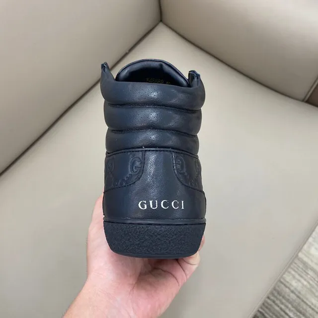Gucci Black High-Top Monogram-Embossed Lifestyle Sneakers 3