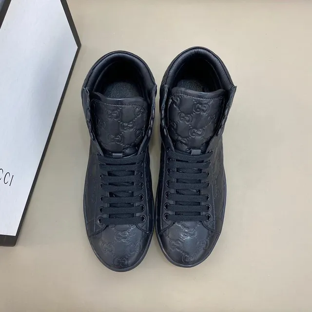 Gucci Black High-Top Monogram-Embossed Lifestyle Sneakers 5