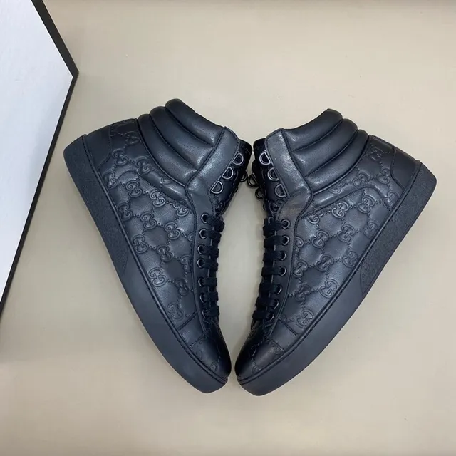 Gucci Black High-Top Monogram-Embossed Lifestyle Sneakers 8