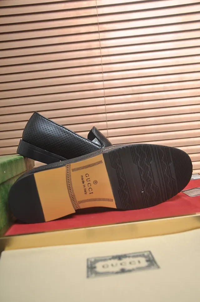 Gucci Black Perforated Leather Slip-On Loafer 3