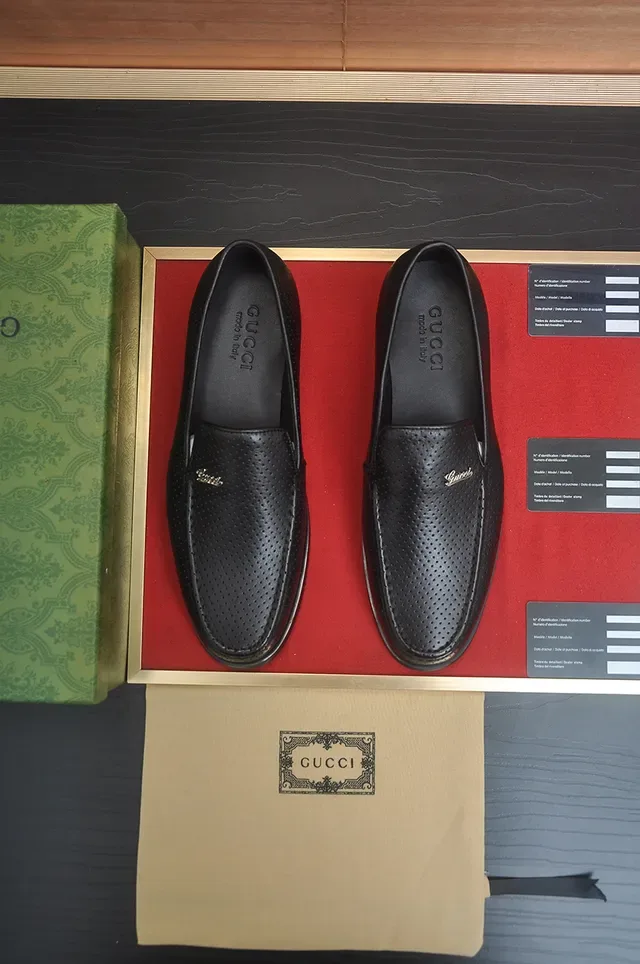 Gucci Black Perforated Leather Slip-On Loafer 5