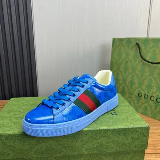 Gucci Blue Green GG Monogram Coated Canvas Web Stripe Lifestyle Sneakers