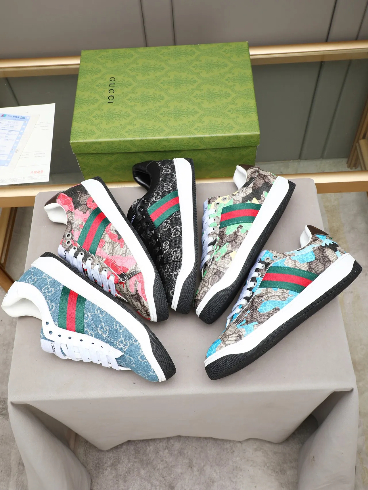 Gucci Blue White Denim Upper GG Monogram Jacquard Lifestyle Sneakers 2
