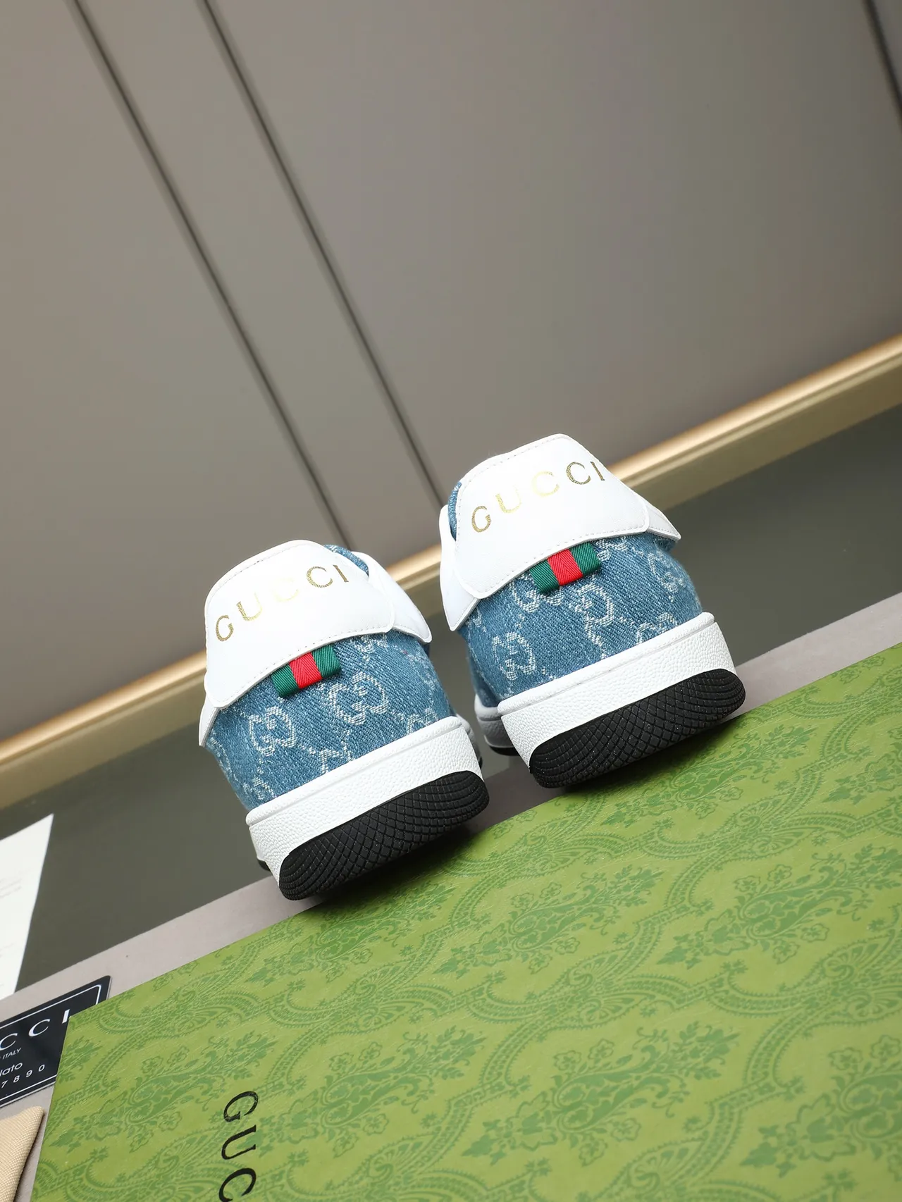 Gucci Blue White Denim Upper GG Monogram Jacquard Lifestyle Sneakers 3