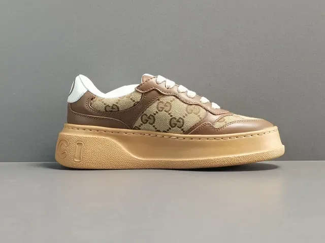 Gucci Brown Beige GG Monogram Canvas Leather Overlays Lifestyle Sneakers 2