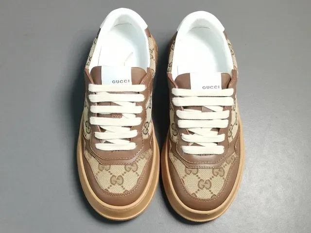 Gucci Brown Beige GG Monogram Canvas Leather Overlays Lifestyle Sneakers 3