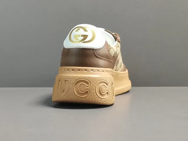 Gucci Brown Beige GG Monogram Canvas Leather Overlays Lifestyle Sneakers 5