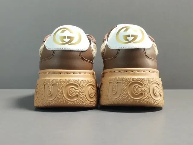 Gucci Brown Beige GG Monogram Canvas Leather Overlays Lifestyle Sneakers 18