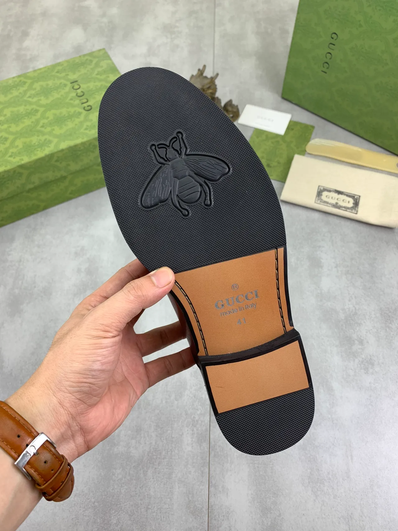 Gucci Marron Noir Cap-Toe Cuir Poli Chaussures Oxford 3