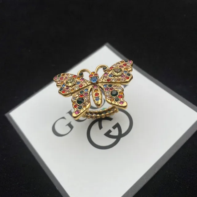Gucci Papillon Or Multicolore Chaîne Maillons Cristal Pavé Motif Bracelet 6