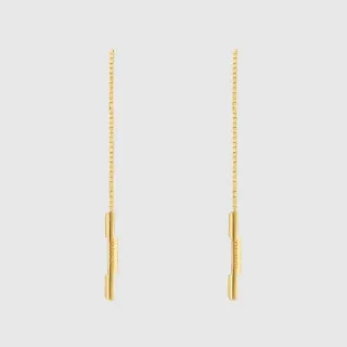 Gucci Chain-Drop Engraved Pendant Earrings