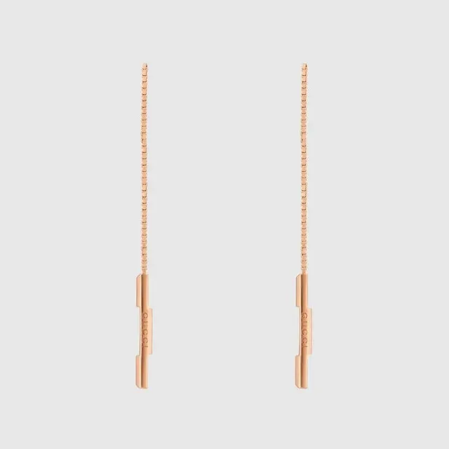 Gucci Chain-Drop Engraved Pendant Earrings 8