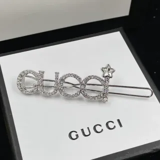 Gucci Crystal Logo Star Hair Clip Brooch