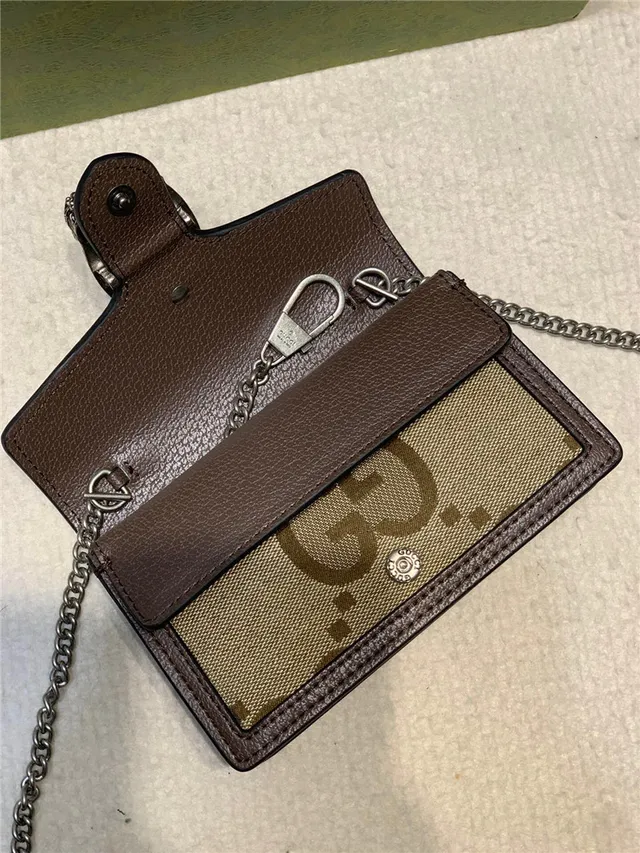 Gucci Dionysus Beige Brown Monogram Canvas Leather Trim Chain Bag 2
