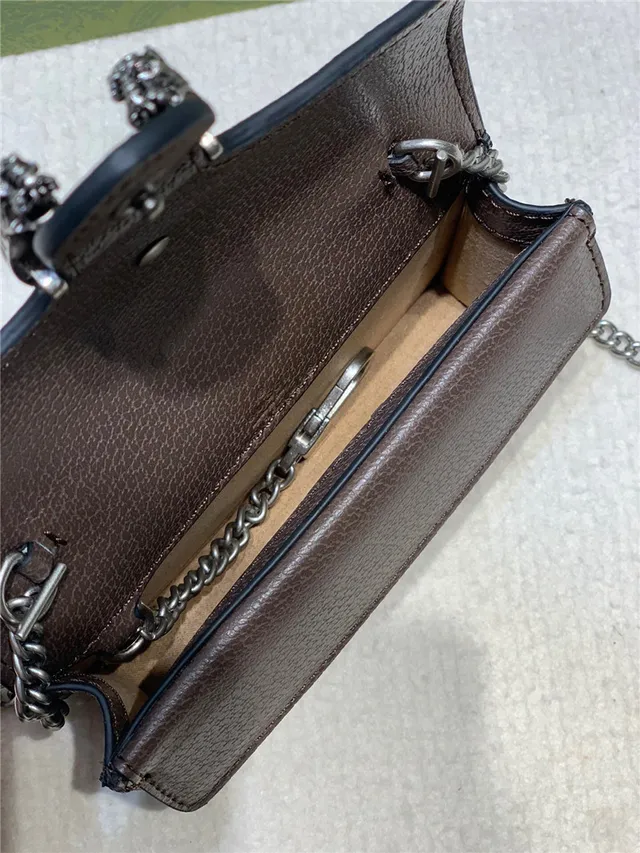 Gucci Dionysus Beige Brown Monogram Canvas Leather Trim Chain Bag 3