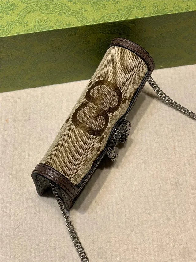 Gucci Dionysus Beige Brown Monogram Canvas Leather Trim Chain Bag 6