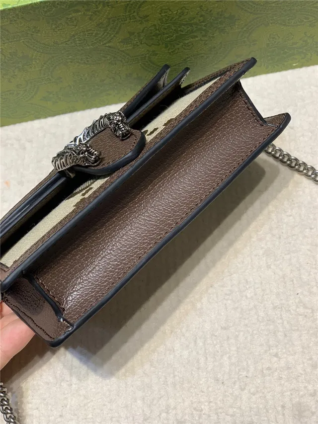 Gucci Dionysus Beige Brown Monogram Canvas Leather Trim Chain Bag 7