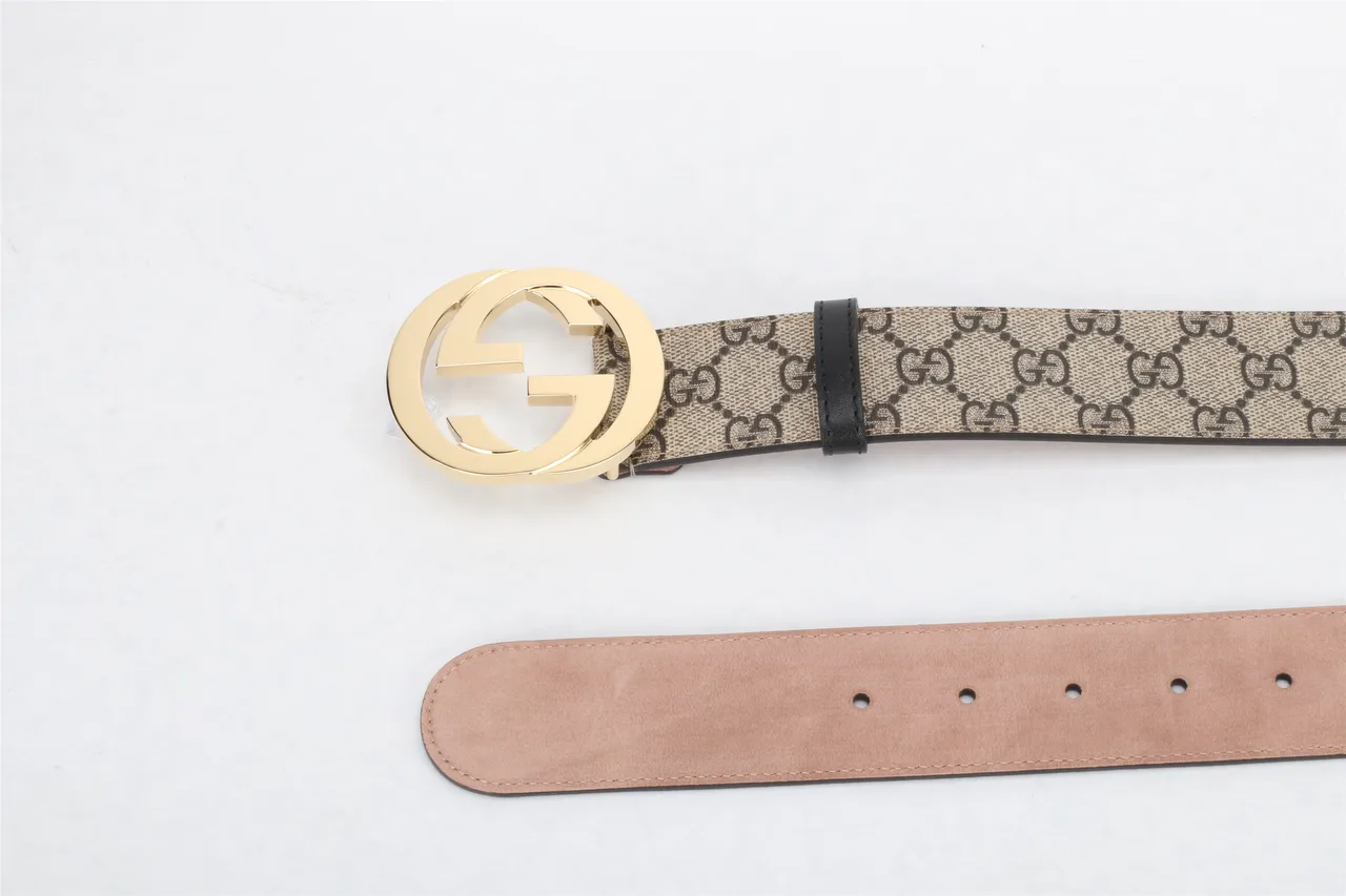 Gucci Double G Belt Beige and Black Monogram Canvas Leather Belt 3