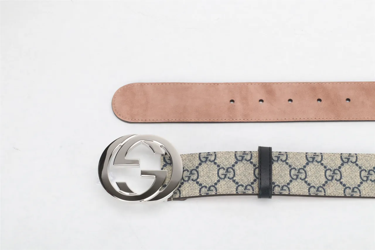 Gucci Double G Belt Beige and Black Monogram Canvas Leather Belt 4